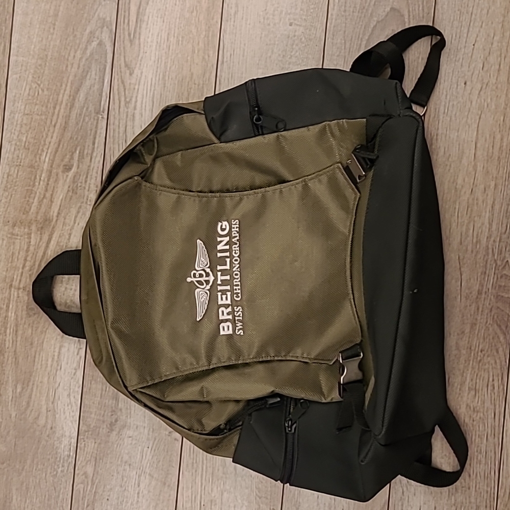 BREITLING Swiss Chronographs Watch Green Black Classic Backpack Bag